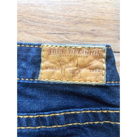 True Religion World Tour Jeans Straight Leg Size 28 Dark Wash Thick Stitch - Picture 4 of 4